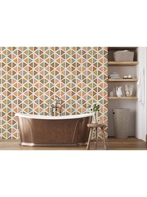 Harita Sepeti Renkli Pastel Şekiller Modern Duvar Kağıdı-5545