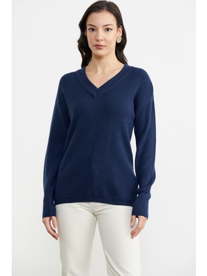 Sementa V Yaka Triko Kazak - Lacivert