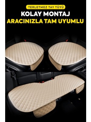 Mısırlı Grup Lüx Oto Koltuk Minder Seti Tay Tüyü Cepli & Terletmez  Koltuk Koruma Kılıfı (3'lü Set)