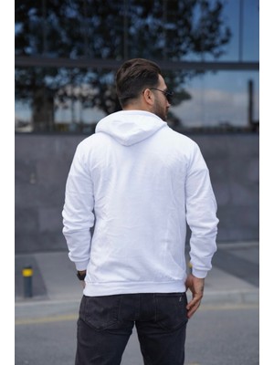 TMB Clothing Modaen Beyaz Kapüşonlu Sweat(2 Iplik-Baskısız)