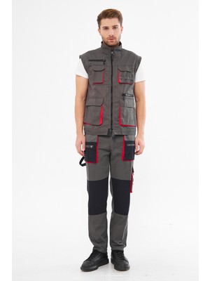 Orange Safety Harman Karışımı Pantolon Yelek Takım Gri