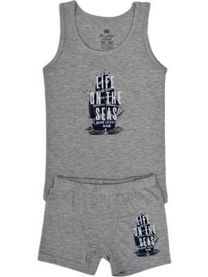 İki Yıldız Erkek Çocuk Yelken Baskılı Atlet Boxer Takım 6041 BGL-ST03473