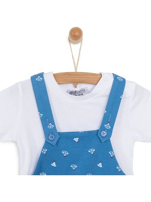 Hello Baby  Basic Yelken Desenli Şort Salopet-Tshirt Takım Erkek Bebek