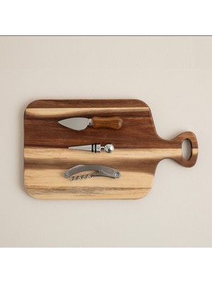 Chakra 4 Parça Şarap & Peynir Sunum Seti Natural