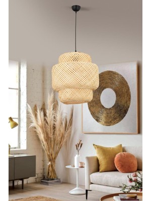 Istanbul Avize Rattan 40 cm Avize Bambu,iskandinav,bohem,modern Aydınlatma