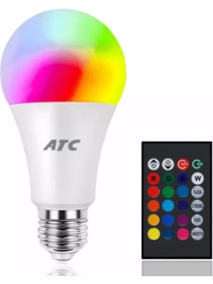 Atc Uzaktan Kumandalı 6500K 9W Rgb LED Ampul Beyaz Işık