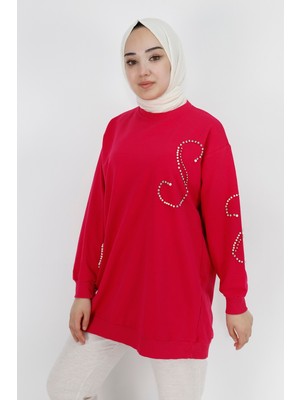 By Coolest Butik 2081 Inci Taş Detaylı 2 Iplik Sweatshirt