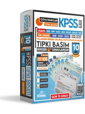 İnformal Yayınları 2024 Lisans-Ön Lisans KPSS ÖSYM Çıkmış Soru Tıpkı Basım Türkiye Geneli D.Çözümlü 9'lu Paket Deneme