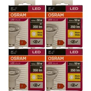 4.5W (50W) 3000K (Sarı Işık) GU10 Duylu PAR16 LED Spot (4 Adet)