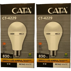CT-4229 9W 6400K (Beyaz Işık) E27 Duylu Şarjlı LED Ampul (2 Adet)