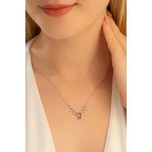 Osmanlı Gümüş Kadın Gümüş Kolye - Zultanit Taşlı Geyik Kafası Motifli Gümüş Kolye