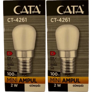 CT-4261 2W 3200K (Günışığı) E14 Duylu Mini LED Ampul (2 Adet)