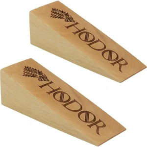 Mavi Trend Dekoratif Ahşap Hodor Yazılı Kapı Stoperi 2 Adet Kapı Tutucu