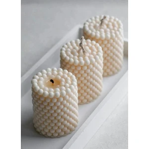 Candles Flame 3 Adet Bubble Silindir Mum Hanımeli Çiçeği Kokulu Mum