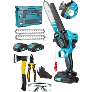 598VT Otomatik Yağlama 5 Pilli Çift Akülü Şarjlı Budama Testere Odun Kesme Makinası