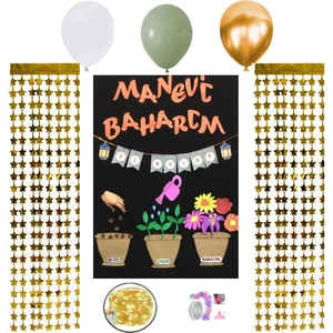 Hayaller Dükkanı 3 Aylar Süsleme Ramazan Süsleri LED Işılı Perdeli Set 13 Balonlu