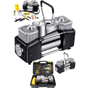 Dynamic Max Profesyonel 730P Çift Pistonlu 12 V 150 Psi Dakikada 85 Lt Araç Araba Lastik Bot Şişirme Kompresörü