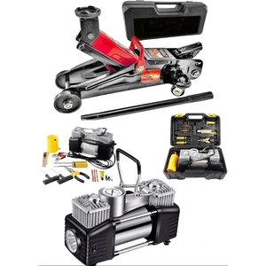 Germany Steel 2'li Set 2.5 Ton Tekerlekli Hidrolik Timsah Kriko 950P Çift Pistonlu Araç Lastik Şişirme Kompresör