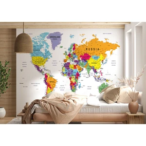 Harita Sepeti Dünya Haritası Duvar Kağıdı Ülke ve Başkentli Ingilizce Dünya HARITASI-1575