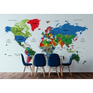 Harita Sepeti Dünya Haritası Duvar Kağıdı Detaylı Ülke ve Başkentli Ingilizce Dünya Haritası-1703