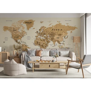 Harita Sepeti Dünya Haritası Duvar Kağıdı Detaylı Ülke ve Başkentli Ingilizce Dünya Haritası-1696