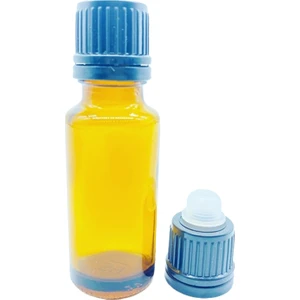 Şişe Dükkanı 20 ml Cam Amber Şişe Düz Kapak Kör Tıpalı 10 Adet