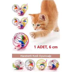 Tineke Kafesli Renkli Fareli Kedi Köpek Oyun Topu 6 cm