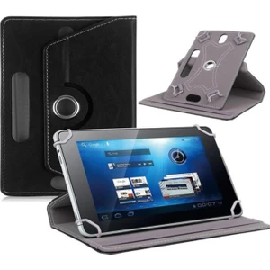 Vorcom Sx Pro Uyumlu 10.1" Dönerli Standlı Deri Tablet Kılıfı - Siyah