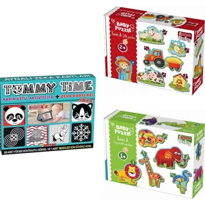 Diytoy Tummy Time Aynalı Zeka Kartları ve Orman -Çiftlik Puzzle 3lü