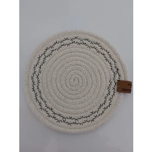 Home Decors By Özlem 6 Adet Işlemeli Bardak Altlığı Jüt Pamuk Hasır Sunum Mutfak Sofra Dekor El Yapımı Makine Dikişli - 14 cm