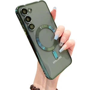 Samsung Galaxy S24 Plus Kılıf Magsafe Kamera Lensli Korumalı Şeffaf Silikon Kapak