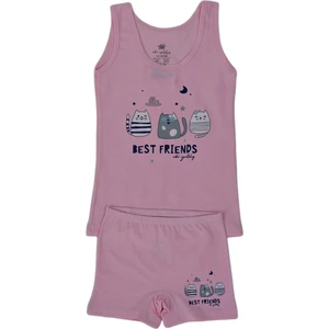 İki Yıldız Kız Çocuk Best Baskılı Atlet Boxer Takım 8539 BGL-ST03483
