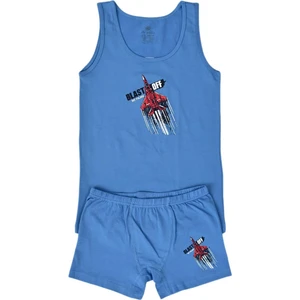 İki Yıldız Erkek Çocuk Uçak Baskılı Atlet Boxer Takım 6039 BGL-ST03479