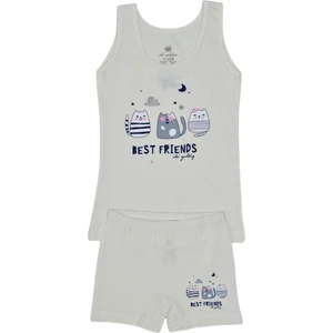 İki Yıldız Kız Çocuk Best Baskılı Atlet Boxer Takım 8539 BGL-ST03483