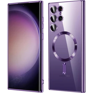 Samsung Galaxy S24 Ultra Kılıf Magsafe Kamera Lensli Korumalı Şeffaf Silikon Kapak