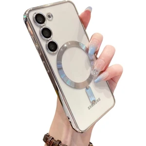 Samsung Galaxy S24 Kılıf Magsafe Kamera Lensli Korumalı Şeffaf Silikon Kapak