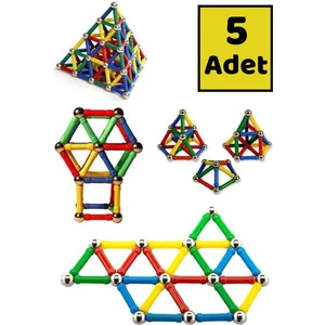 5 Adet Manyetik LEGO Mıknatıslı Denge Oyun Çubukları Eğitici Oyuncak 5 Adet 37 Parça LEGO Seti