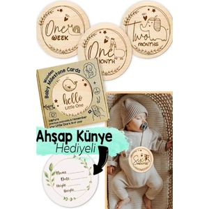 Ceo Design Aylık Bebek Anı Kartları Safari Temalı Ahşap Ingilizce Fotoğraf Çekim Kartları