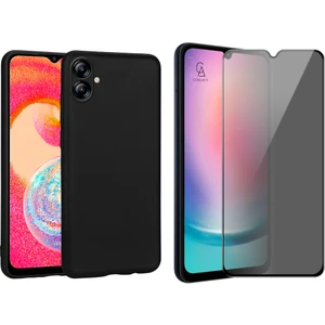 Samsung Galaxy A04E Ile Uyumlu Soft Yumuşak Telefon Kılıfı ve Hayalet Privacy Ekran Koruyucu Seti