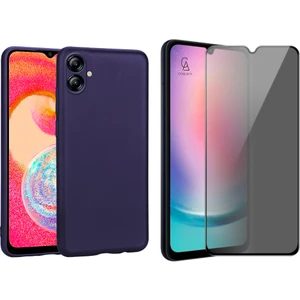 Samsung Galaxy A04E Ile Uyumlu Soft Yumuşak Telefon Kılıfı ve Hayalet Privacy Ekran Koruyucu Seti
