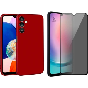 Samsung Galaxy A14 Ile Uyumlu Soft Yumuşak Telefon Kılıfı ve Hayalet Privacy Ekran Koruyucu Seti