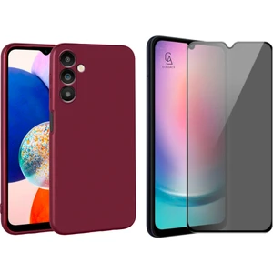 Samsung Galaxy A14 Ile Uyumlu Soft Yumuşak Telefon Kılıfı ve Hayalet Privacy Ekran Koruyucu Seti