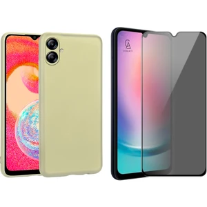 Samsung Galaxy A04E Ile Uyumlu Soft Yumuşak Telefon Kılıfı ve Hayalet Privacy Ekran Koruyucu Seti