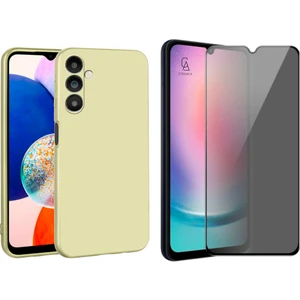 Samsung Galaxy A14 Ile Uyumlu Soft Yumuşak Telefon Kılıfı ve Hayalet Privacy Ekran Koruyucu Seti