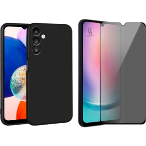 Samsung Galaxy A14 Ile Uyumlu Soft Yumuşak Telefon Kılıfı ve Hayalet Privacy Ekran Koruyucu Seti