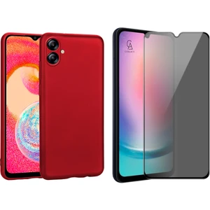 Samsung Galaxy A04E Ile Uyumlu Soft Yumuşak Telefon Kılıfı ve Hayalet Privacy Ekran Koruyucu Seti