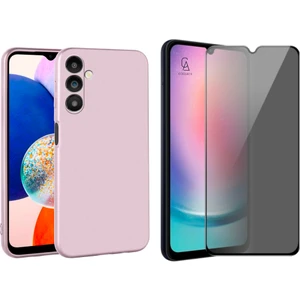 Samsung Galaxy A14 Ile Uyumlu Soft Yumuşak Telefon Kılıfı ve Hayalet Privacy Ekran Koruyucu Seti