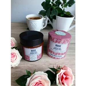 Gül Kokulu Doğal Soya Wax Ahşap Fitil Mum (100ML Mum - 230 Gr)