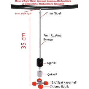 Mgf Plast Mgf 20 Takım - 4 Çıkışlı Sisleme Nozul Sprey Fıskiye Mist Sisleme Serinletme Sulama Aparat Seti