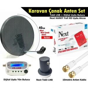40CM Delikli Karavan Çanak Anten Seti +Next Hd Uydu Alıcısı +Dijital Uydu Bulucu